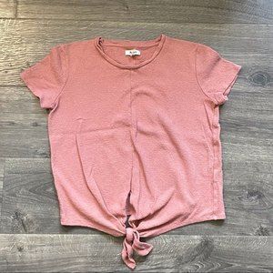 Madewell Womens Pink Texture & Thread Tie Front Top Size Small